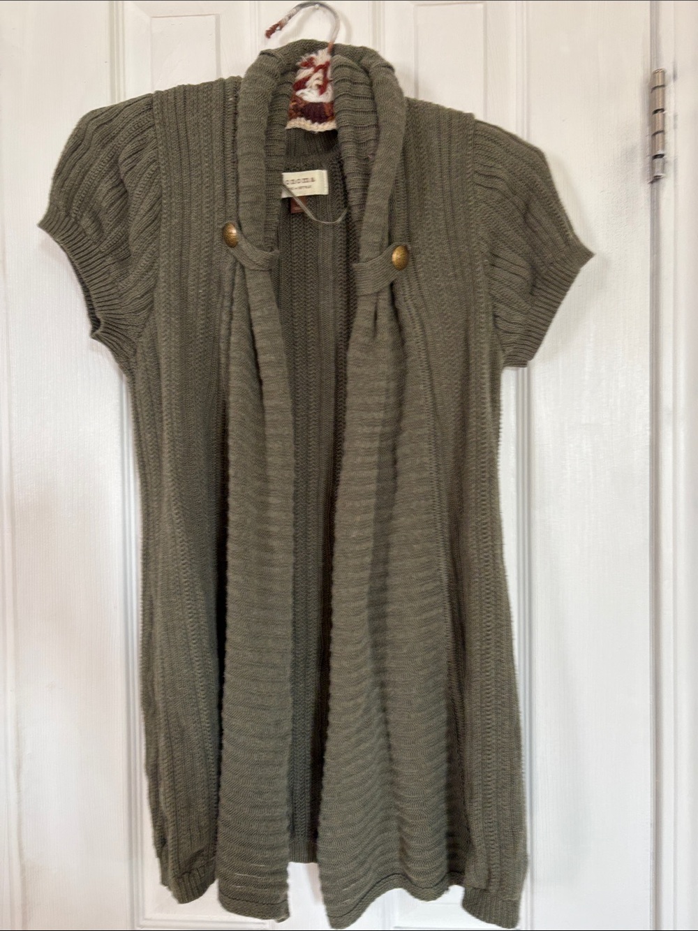 Sonoma Olive Green Short Sleeve Open Cardigan